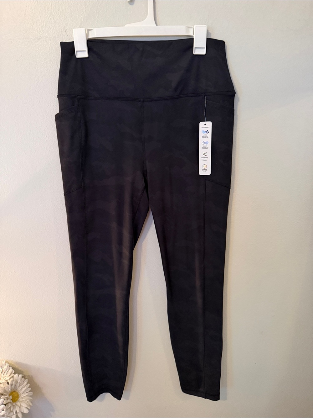 RBX Black Camo Active Leggings (Size: XL)